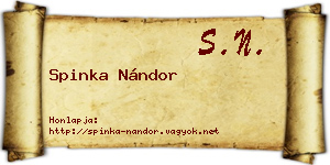Spinka Nándor névjegykártya