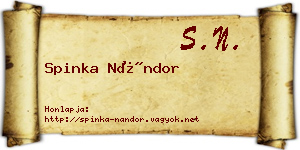 Spinka Nándor névjegykártya